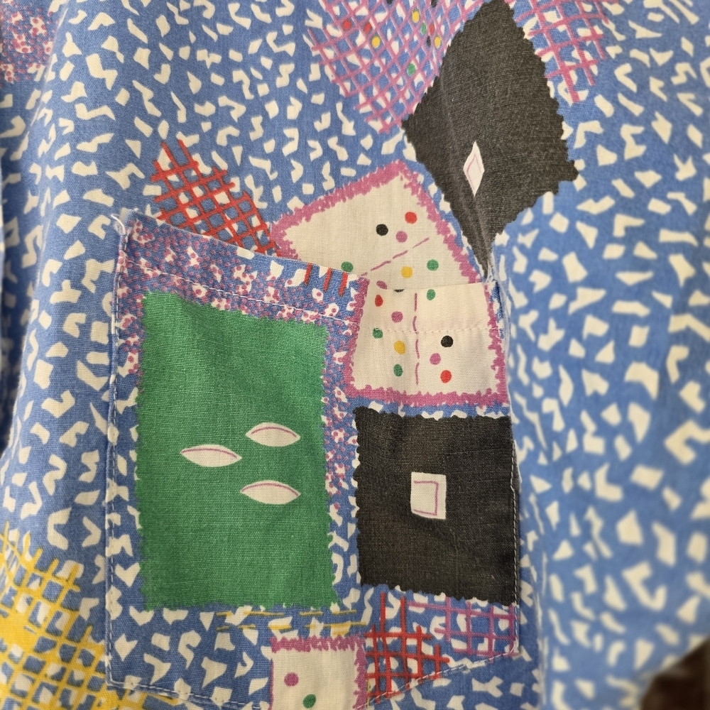 Vintage Vtg Topson Downs Geometric Print Button-Up Shirt Sz Small - Picture 2 of 5